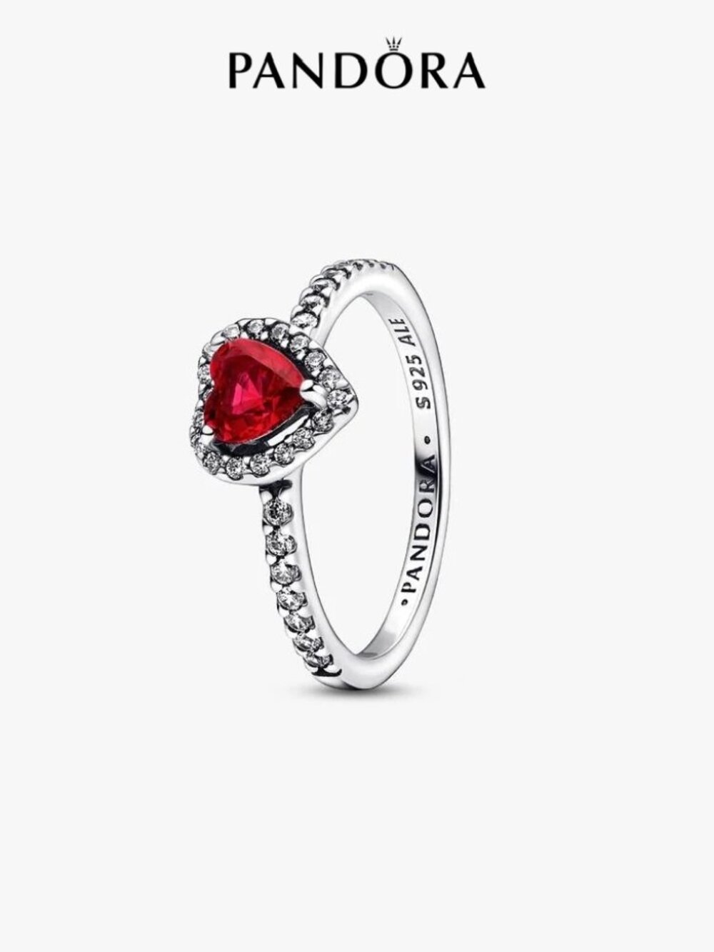Pandora Elevated Red Heart Ring